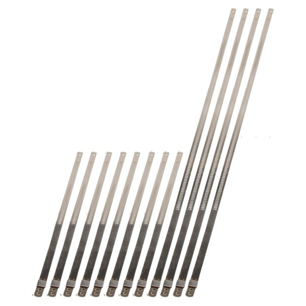 DEI 10216 Stainless-Steel Positive Locking Ties 8mm x 9" (8-Pack) & 8mm x 20" (4-Pack) 010216