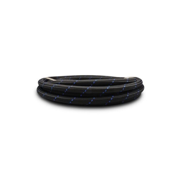 Vibrant Performance - 11984B - 5ft Roll of Black Blue Nylon Braided Flex Hose; AN Size: -4AN; Hose ID 0.22 in.