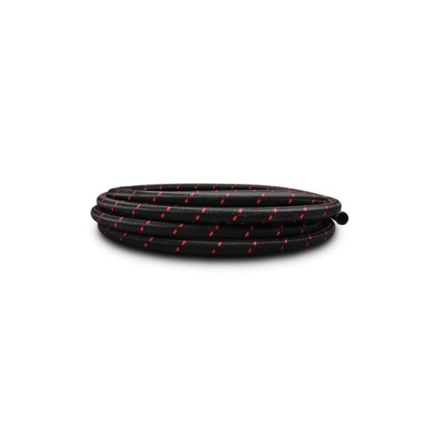 Vibrant Performance - 11984R - 5ft Roll of Black Red Nylon Braided Flex Hose; AN Size: -4AN; Hose ID 0.22 in.