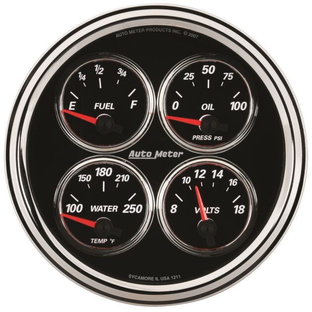 5 in. QUAD GAUGE, 100 PSI/100-250 Fahrenheit/8-18V/240-33 O, DESIGNER BLACK II