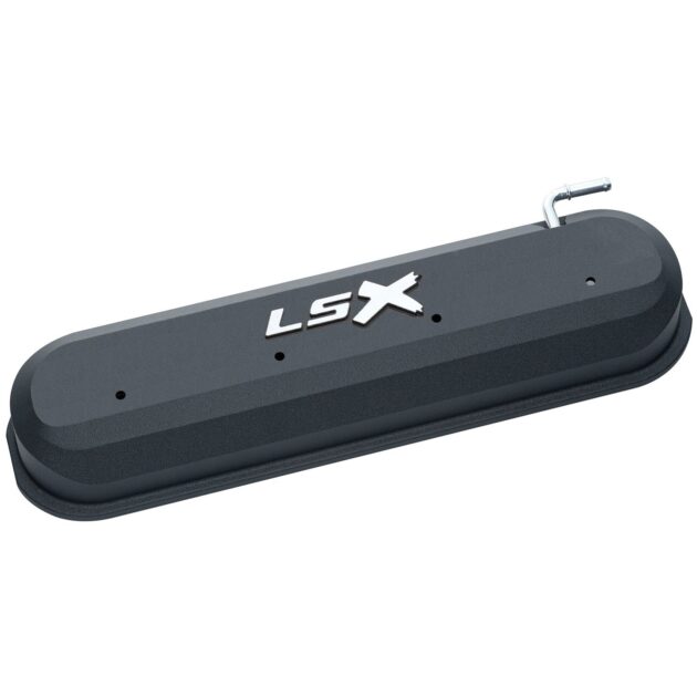 Raised "LSX" Emblem Aluminum Valve Covers, Black Crinkle, LS Engines