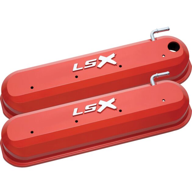 Raised "LSX" Emblem Aluminum Valve Covers, Chevy Orange, LS Engines