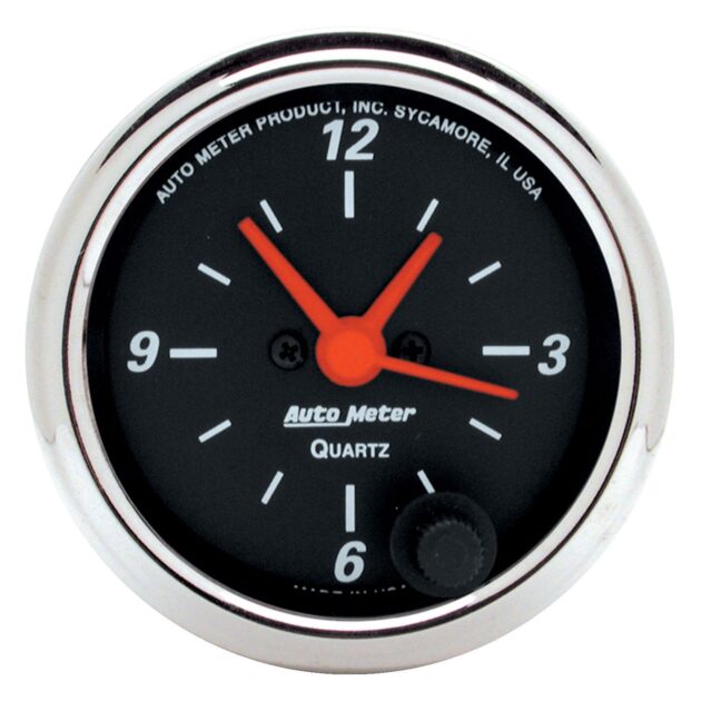 2-1/16 in. CLOCK, 12 HOUR, DESIGNER BLACK