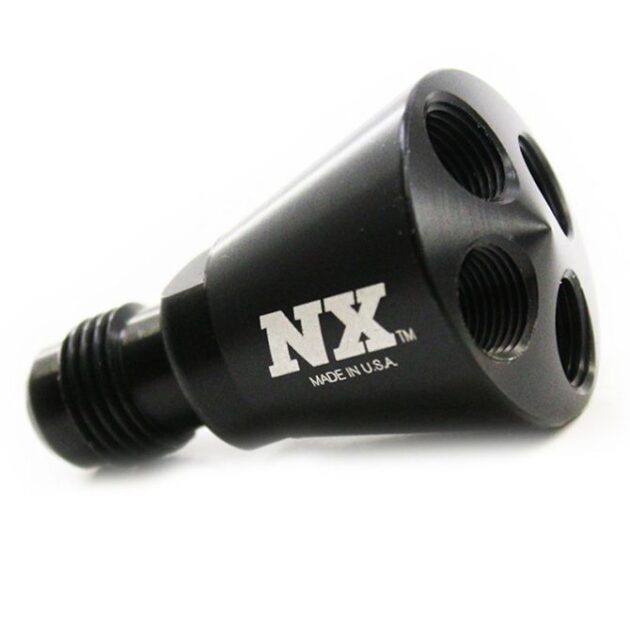 Nitrous Express 4 PORT SHOWERHEAD DIST BLOCK WITH -6 MALE (BLACK)