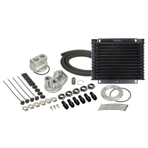 13 Row Plate & Fin Engine Oil Cooler Kit with Spin On Adapter