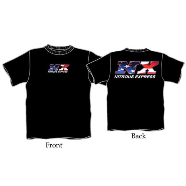 Nitrous Express Black T-Shirt with American Flag NX Logo, XXXL