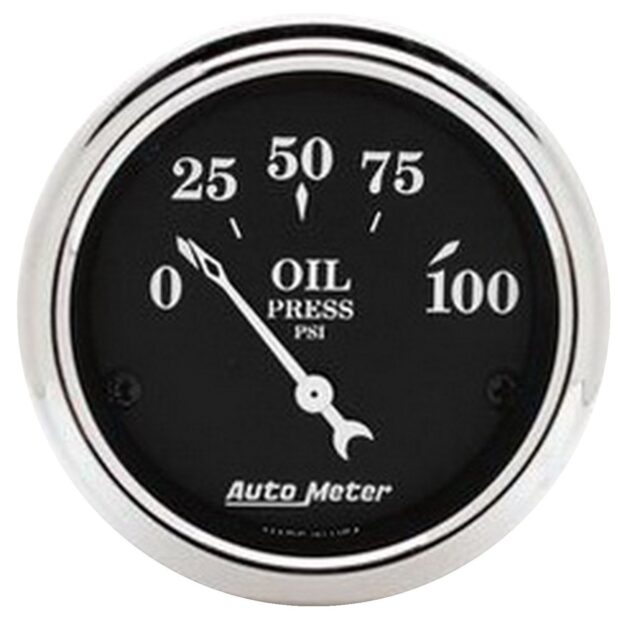 2-1/16 in. OIL PRESSURE, 0-100 PSI, OLD TYME BLACK