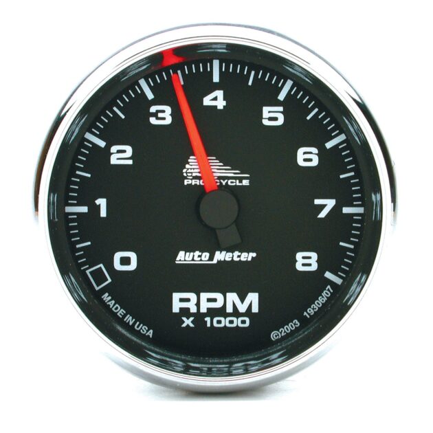 2-5/8 in. TACHOMETER, 0-8,000 RPM, BLACK, PRO-CYCLE
