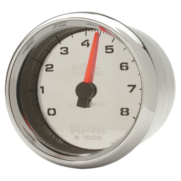 2-5/8 in. TACHOMETER, 0-8,000 RPM, CHROME, PRO-CYCLE