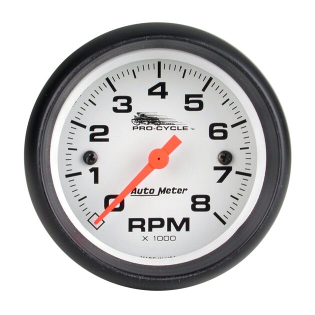 2-5/8 in. TACHOMETER, 0-8,000 RPM, WHITE, PRO-CYCLE