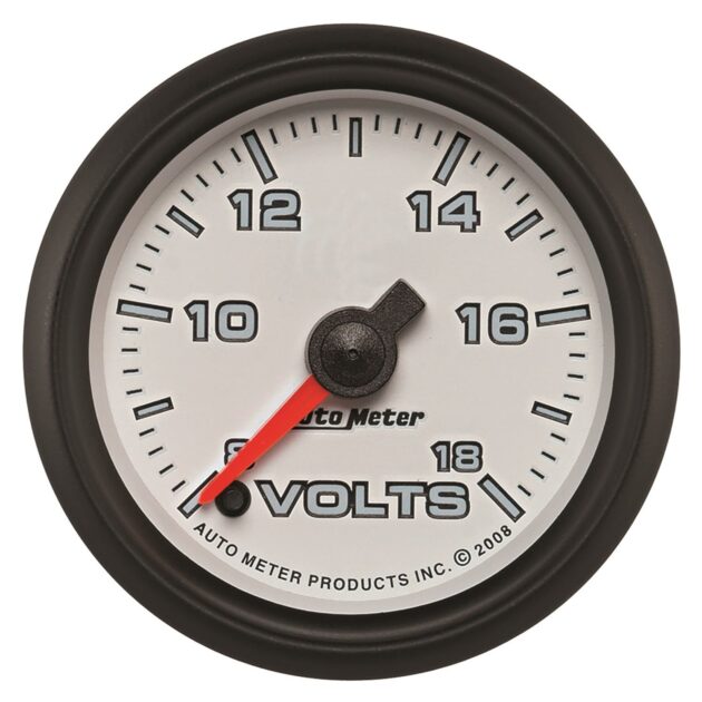 2-1/16 in. VOLTMETER, 8-18V, WHITE, PRO-CYCLE