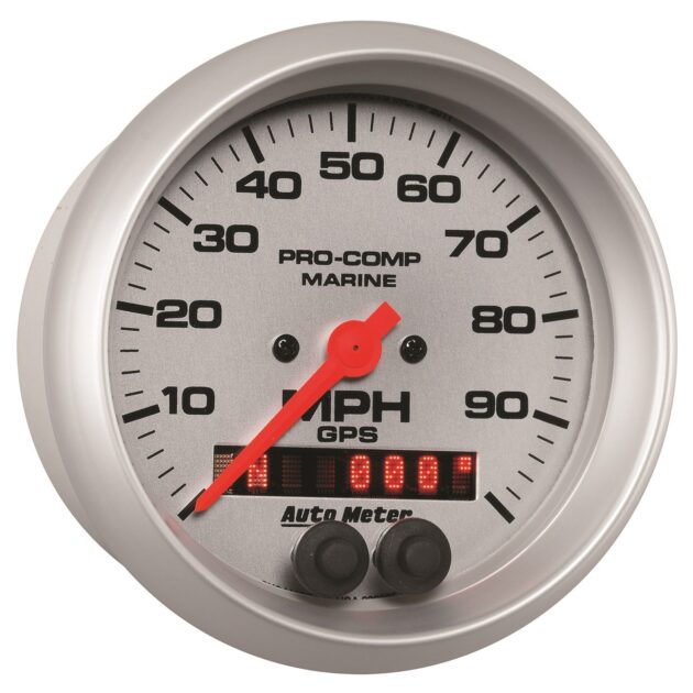 3-3/8 in. GPS SPEEDOMETER, 0-100 MPH, MARINE SILVER ULTRA-LITE