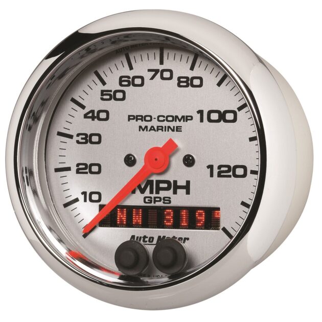 3-3/8 in. GPS SPEEDOMETER, 0-140 MPH, MARINE CHROME ULTRA-LITE