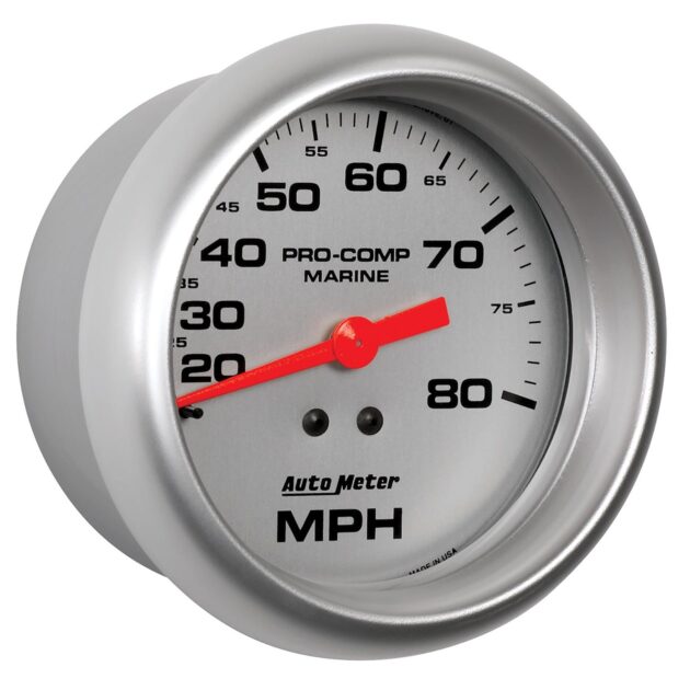 3-3/8 in. MECHANICAL SPEEDOMETER, 0-80 MPH, MARINE SILVER ULTRA-LITE