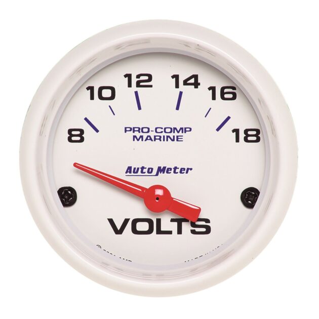 2-1/16 in. VOLTMETER, 8-18V, MARINE WHITE