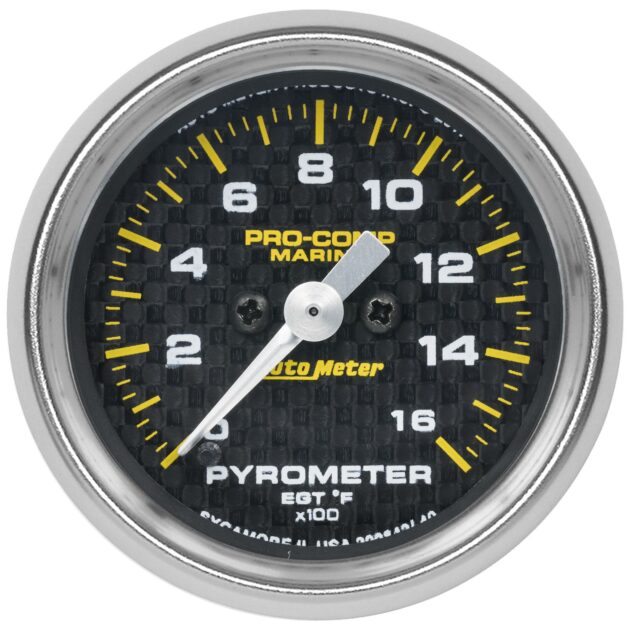 2-1/16 in. PYROMETER, 0-1,600 Fahrenheit, MARINE CARBON FIBER