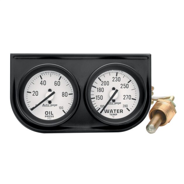 GAUGE CONSOLE, OILP/WTMP, 2-1/16 in. , 100 PSI/280 Fahrenheit, WHT DIAL, BLK BZL, AUTOGAGE