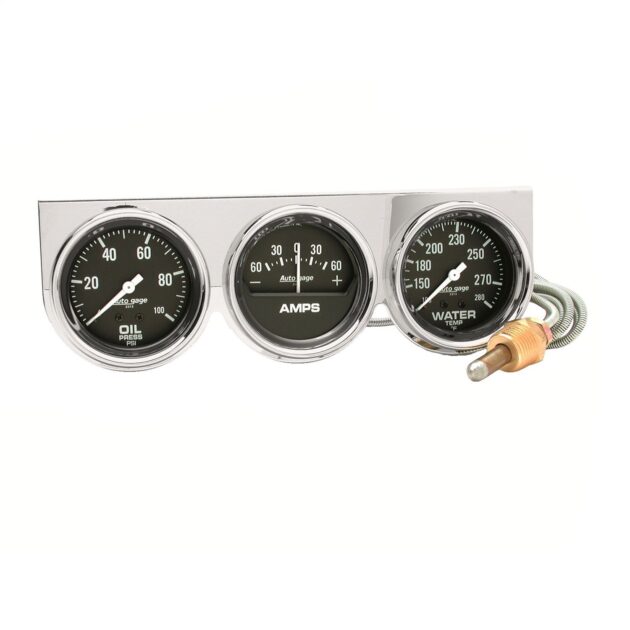 GAUGE CONSOLE, OILP/WTMP/AMP, 2-5/8 in. , 100 PSI/280 Fahrenheit/60A, BLK DIAL, CHROME BZL, AG