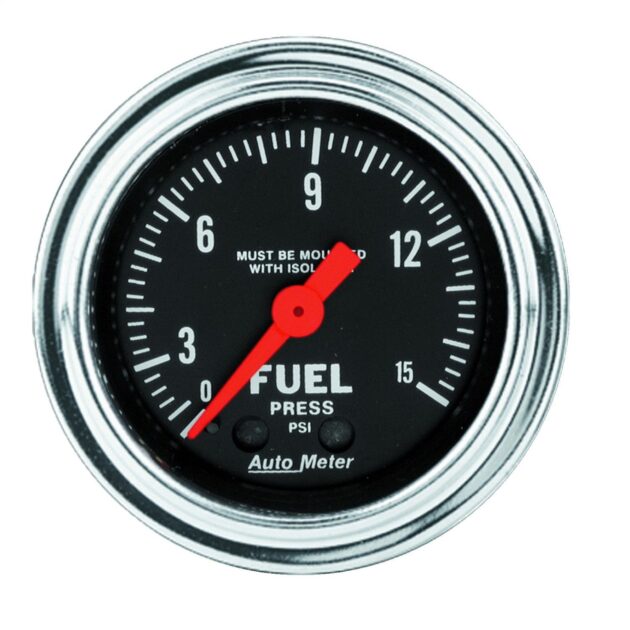 2-1/16 in. FUEL PRESSURE W/ ISOLATOR, 0-15 PSI, TRADITIONAL CHROME