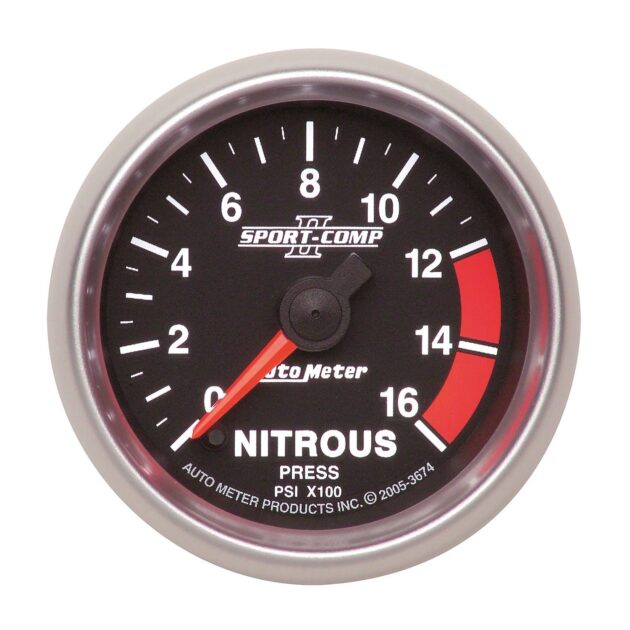 2-1/16in NITROUS PRESSURE, 0-1600 PSI, SPORT-COMP II