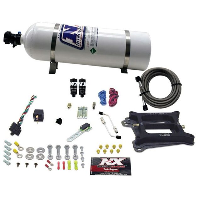 Nitrous Express 4150 HITMAN PLUS 4-BBL (50-100-150-200HP) WITH 15LB BOTTLE