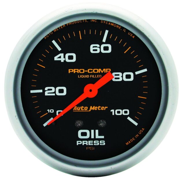 2-5/8 in. OIL PRESSURE, 0-100 PSI, LIQUID FILLED, PRO-COMP