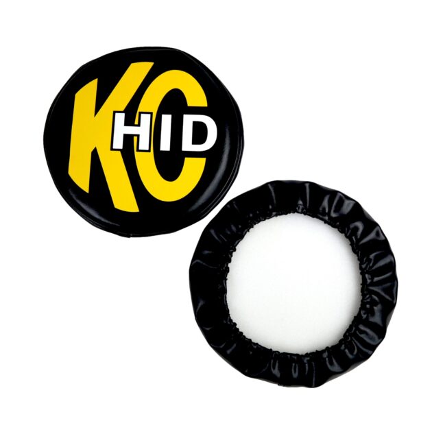 KC Hilites 8 in Light Cover - Soft Vinyl - Pair - Black w/ Yellow KC HID Logo