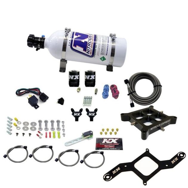 Nitrous Express 4150 BILLET CROSSBAR STAGE 6 (50-100-150-200-250-300HP) WITH 5LB BOTTLE.