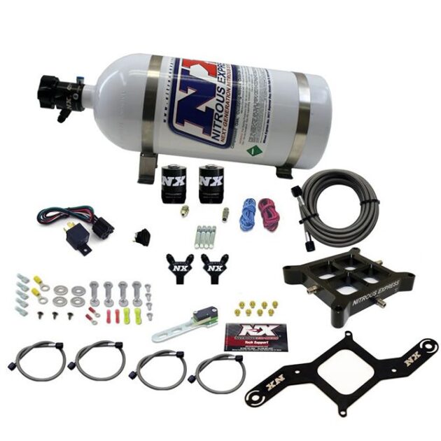 Nitrous Express 4150 BILLET CROSSBAR STAGE 6 (50-100-150-200-250-300HP) WITH 10LB BOTTLE.