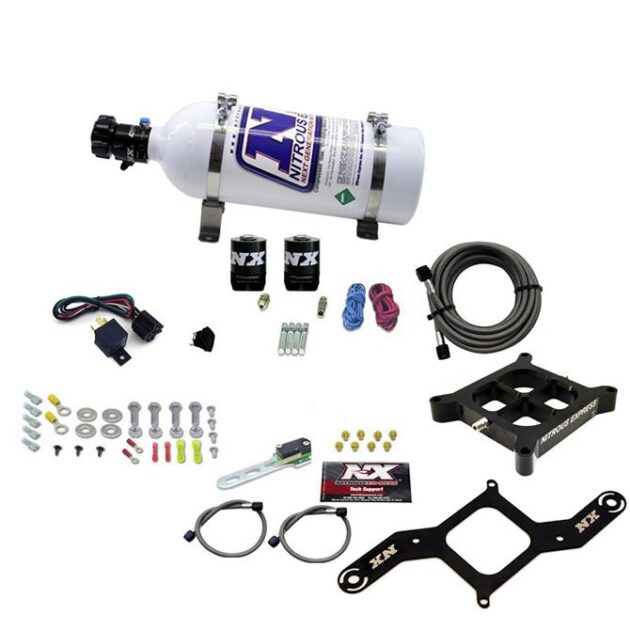 Nitrous Express 4150 SINGLE ENTRY CROSSBAR PLATE SYSTEM, PRO POWER(100-500HP) W/5LB BOTTLE