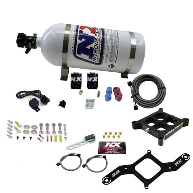 Nitrous Express 4150 SINGLE ENTRY CROSSBAR PLATE SYSTEM, PRO POWER(100-500HP) W/10LB BOTTLE