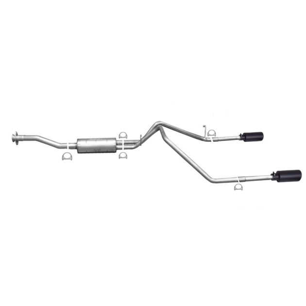 Black Elite Cat-Back Dual Split Exhaust System; Stainless