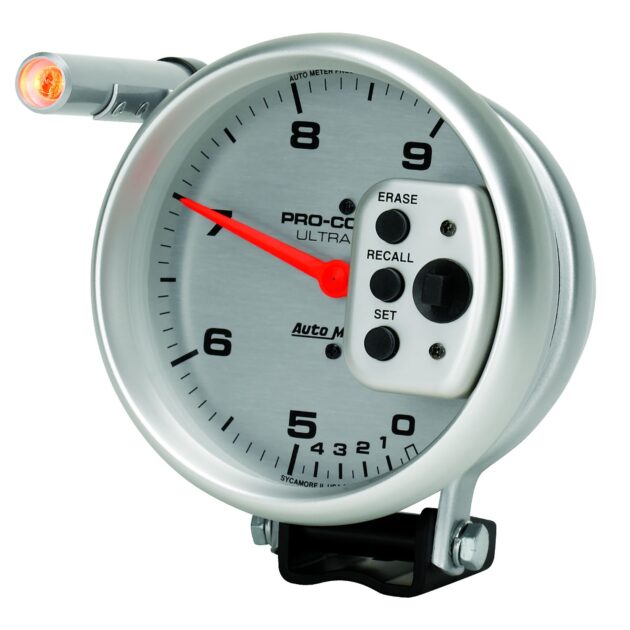 5 in. TACHOMETER, 0-9000 RPM, PEDESTAL W/ QUICK LITE, DUAL RANGE W/PEAK MEMORY, ULTRA-LITE