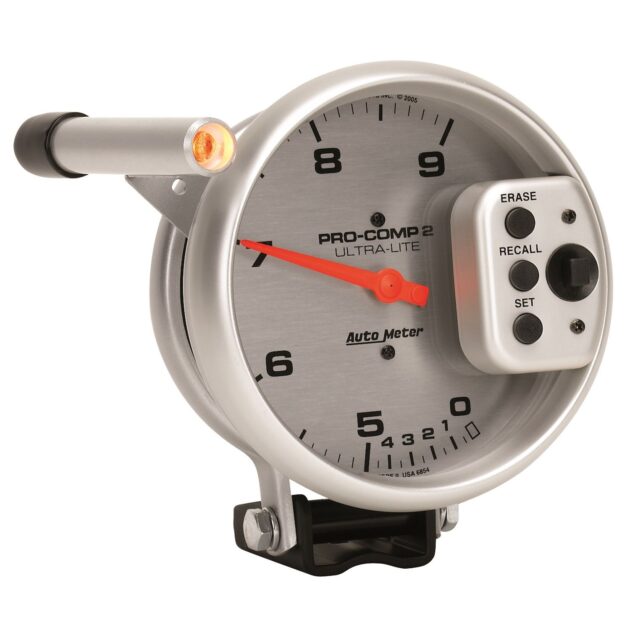 5 in. TACHOMETER, 0-9000 RPM, PEDESTAL W/ QUICK LITE, DUAL RANGE W/PEAK MEMORY, ULTRA-LITE