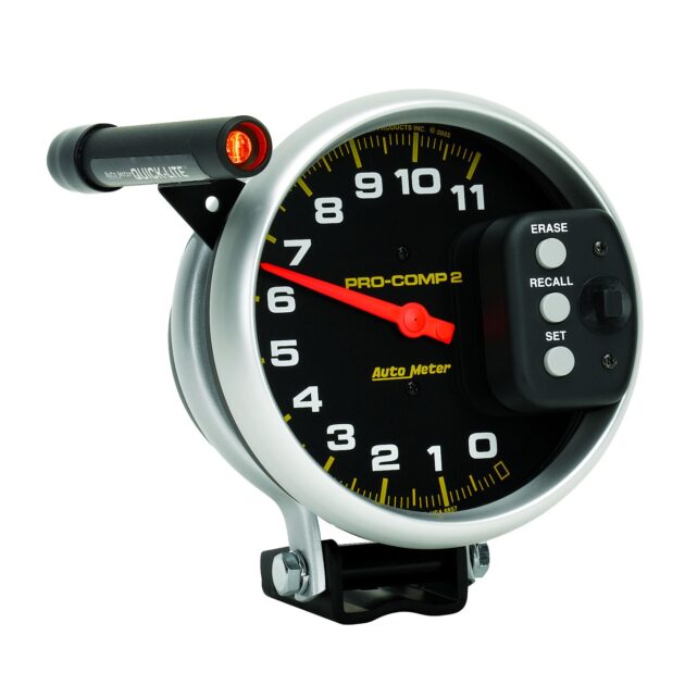 5 in. TACHOMETER, 0-11,000 RPM, PEDESTAL W/ QUICK LITE & PEAK MEMORY, PRO-COMP