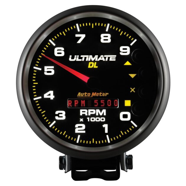 5 in. TACHOMETER, 0-9000 RPM, PEDESTAL, ULTIMATE DL PLAYBACK, BLACK