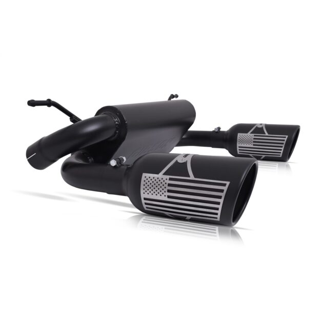 Patriot Flag; Cat-Back Dual Split Exhaust System; Black Ceramic