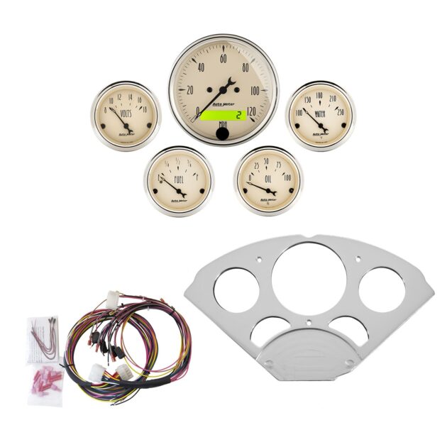 5 GAUGE DIRECT-FIT DASH KIT, CHEVY CAR 55-56, ANTIQUE BEIGE