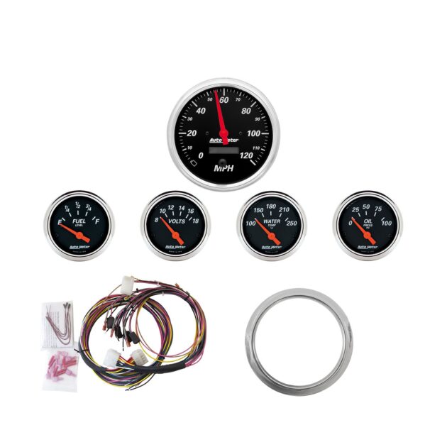 5 GAUGE DIRECT-FIT DASH KIT, CHEVY CAR 59-60, DESIGNER BLACK