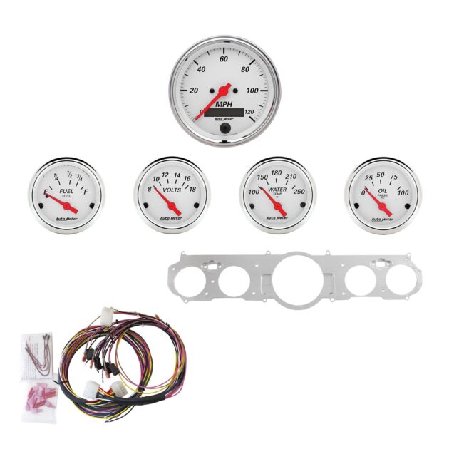 5 GAUGE DIRECT-FIT DASH KIT, MUSTANG 65-66, ARCTIC WHITE