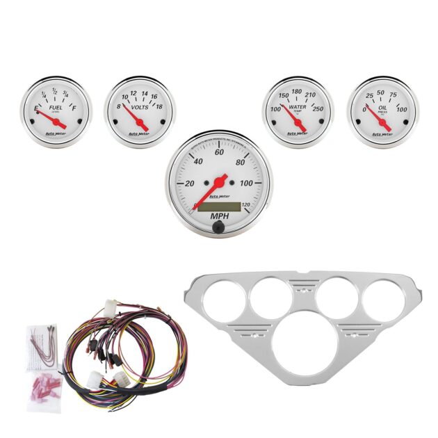 5 GAUGE DIRECT-FIT DASH KIT, CHEVY TRUCK 55-59, ARCTIC WHITE