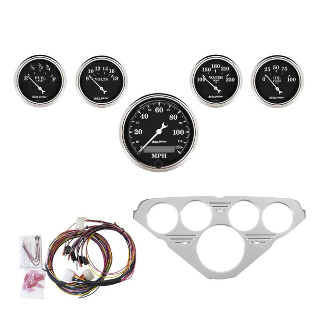 5 GAUGE DIRECT-FIT DASH KIT, CHEVY TRUCK 55-59, OLD TYME BLACK