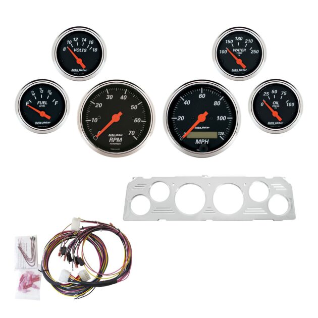 6 GAUGE DIRECT-FIT DASH KIT, CHEVY TRUCK 64-66, DESIGNER BLACK