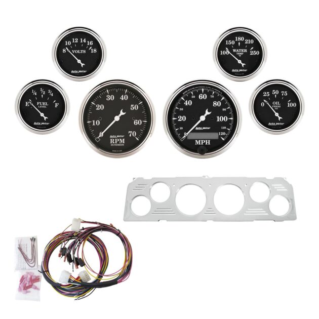 6 GAUGE DIRECT-FIT DASH KIT, CHEVY TRUCK 64-66, OLD TYME BLACK