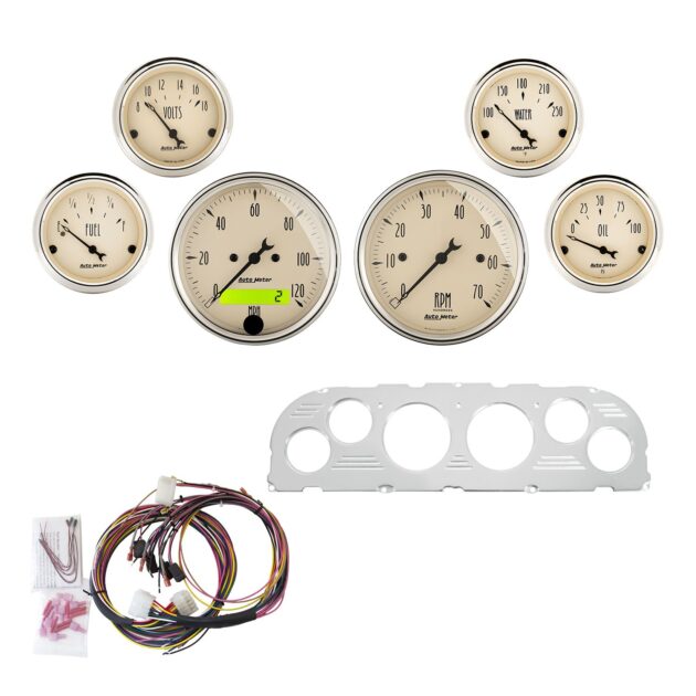 6 GAUGE DIRECT-FIT DASH KIT, CHEVY TRUCK 60-63, ANTIQUE BEIGE