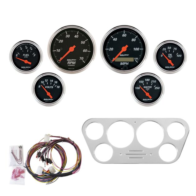 6 GAUGE DIRECT-FIT DASH KIT, FORD TRUCK 53-55, DESIGNER BLACK