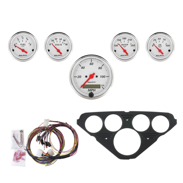 5 GAUGE DIRECT-FIT DASH KIT, CHEVY TRUCK 55-59, ARCTIC WHITE