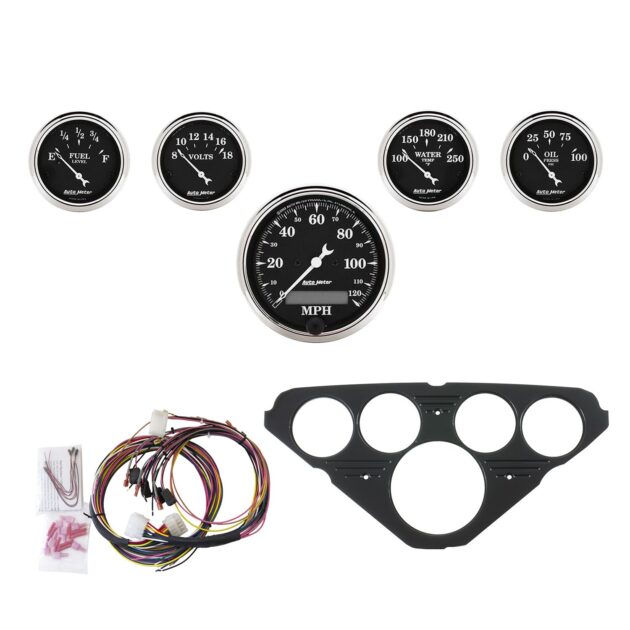 5 GAUGE DIRECT-FIT DASH KIT, CHEVY TRUCK 55-59, OLD TYME BLACK