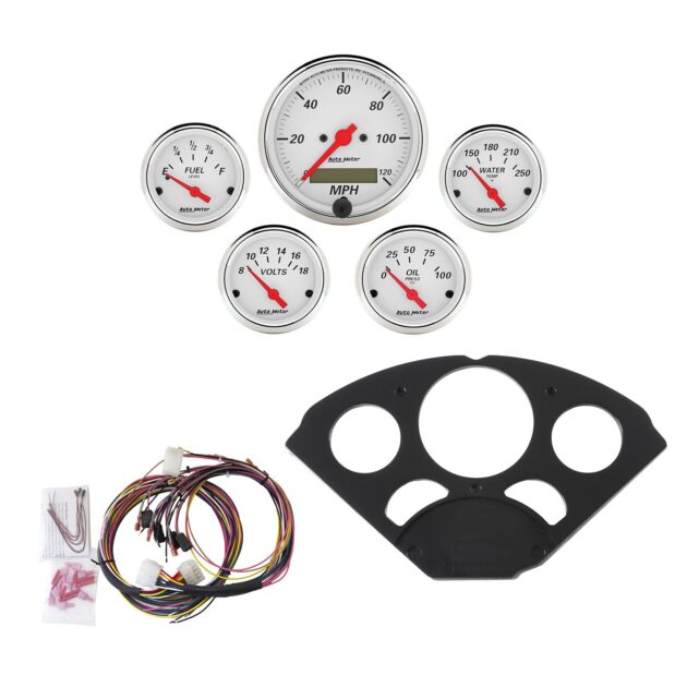 5 GAUGE DIRECT-FIT DASH KIT, CHEVY 55-56, ARCTIC WHITE