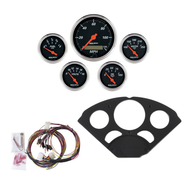 5 GAUGE DIRECT-FIT DASH KIT, CHEVY 55-56, DESIGNER BLACK